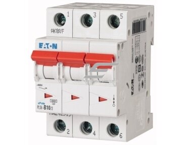 Modulinis automatinis jungiklis | 3P | 10A | C | 6kA | DIN | MCB | EATON | PLS6-C10/3-MW