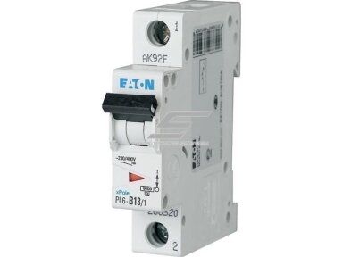 Modulinis automatinis jungiklis | 1P | 13A | C | 6kA | DIN | MCB | Eaton | PL6-C13/1 | 286532