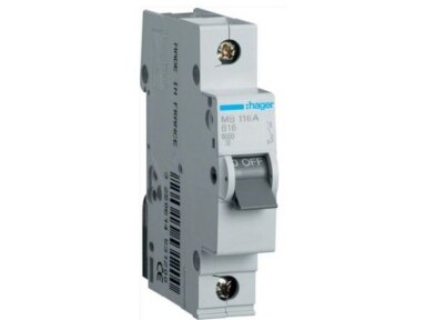 Modulinis automatinis jungiklis | 1P | 16A | B | 6kA | DIN | MCB | Hager | MB-116A Modulinis automatinis jungiklis | 1P | 16A | B | 6kA | DIN | MCB | Hager | MB-116A