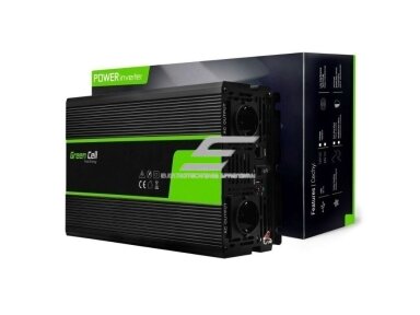 Automobilinis įtampos keitiklis | 24VDC/230VAC | 1500W(3000W) | su sinusine išėjimo įtampa | Green Cell | INV19 Automobilinis įtampos keitiklis | 24VDC/230VAC | 1500W(3000W) | su sinusine išėjimo įtampa | Green Cell | INV19