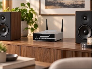 Wi-Fi ir Bluetooth garso stiprintuvas | 2x50W / 2x30W | 24VDC | 4-8Ω | 24bit/192kHz | 120x113x37mm 2 Wi-Fi ir Bluetooth garso stiprintuvas | 2x50W / 2x30W | 24VDC | 4-8Ω | 24bit/192kHz | 120x113x37mm 2