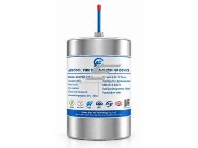 Automatinis aerozolinis gaisro gesinimo įrenginys | 100g | 5-24VDC / 170°C aktyvacija | 1m³ | elektros spintoms Automatinis aerozolinis gaisro gesinimo įrenginys | 100g | 5-24VDC / 170°C aktyvacija | 1m³ | elektros spintoms