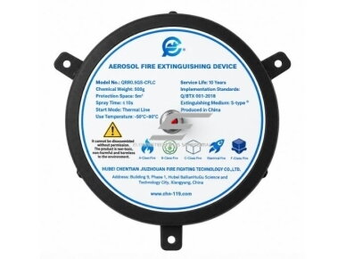 Automatinis aerozolinis gaisro gesinimo įrenginys | 100g | 170°C aktyvacija | 1m³ | elektros spintoms Automatinis aerozolinis gaisro gesinimo įrenginys | 100g | 170°C aktyvacija | 1m³ | elektros spintoms