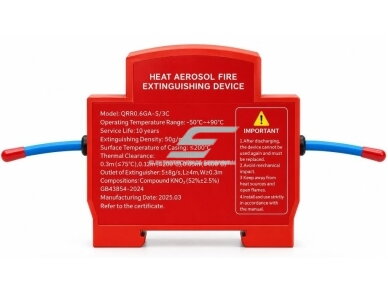 Automatinis aerozolinis gaisro gesinimo įrenginys | 15 g | 0,15 m³ | 170 °C aktyvacija | DIN | A/B/C/E | ES-QRR0.015G/S-CFLC Automatinis aerozolinis gaisro gesinimo įrenginys | 15 g | 0,15 m³ | 170 °C aktyvacija | DIN | A/B/C/E | ES-QRR0.015G/S-CFLC