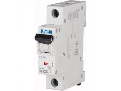 Modulinis automatinis jungiklis | 1P | 25A | C | 6kA | DIN | MCB | Eaton | PL6-C25/1 | 286535 Modulinis automatinis jungiklis | 1P | 25A | C | 6kA | DIN | MCB | Eaton | PL6-C25/1 | 286535