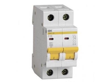 Modulinis automatinis jungiklis | 2P | 10A | C | 4,5kA | DIN | MCB | IEK | MVA21-2-010-C | 4606056060027 Modulinis automatinis jungiklis | 2P | 10A | C | 4,5kA | DIN | MCB | IEK | MVA21-2-010-C | 4606056060027