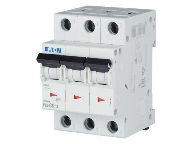 Modulinis automatinis jungiklis | 3P | 6A | C | 6kA | DIN | MCB | Eaton | PL6-C6/3 | 286598 Modulinis automatinis jungiklis | 3P | 6A | C | 6kA | DIN | MCB | Eaton | PL6-C6/3 | 286598