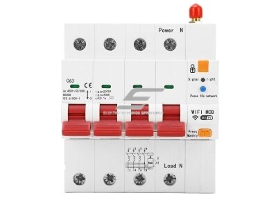 Modulinis išmanus automatinis jungiklis | 4P | 63A | 400V | 6kA | DIN | MCB | Wi-Fi | TUYA Modulinis išmanus automatinis jungiklis | 4P | 63A | 400V | 6kA | DIN | MCB | Wi-Fi | TUYA