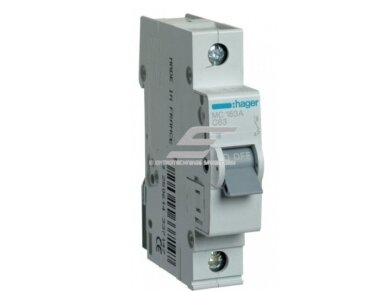 Modulinis automatinis jungiklis | 1P | 63A | C | 6kA | DIN | MCB | Hager | MC163A | 3250614337147 Modulinis automatinis jungiklis | 1P | 63A | C | 6kA | DIN | MCB | Hager | MC163A | 3250614337147