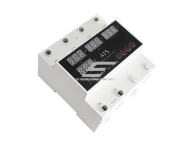 Modulinis automatinis rezervinio maitinimo perjungiklis ATS | su reguliuojama įtampos apsauga | 3P | 63A | trifazis | LCD ekranas