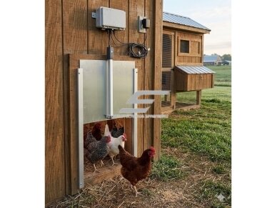 Automatinis vištidės durų atidarymo įrenginys | su šviesos jutikliu | tinka 32x22 cm durims | gyvūnų apsauga 4