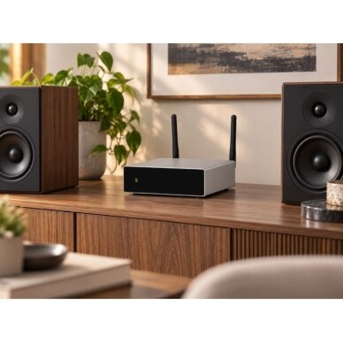 Wi-Fi and Bluetooth audio amplifier | 2x50W / 2x30W | 24VDC | 4-8Ω | 24bit/192kHz | 120x113x37mm 2 Wi-Fi and Bluetooth audio amplifier | 2x50W / 2x30W | 24VDC | 4-8Ω | 24bit/192kHz | 120x113x37mm 2