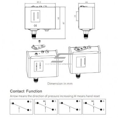 Automātiska spiediena relejs | slēdzis -0,5–3bar | diferenciālis 0,35-1,5bar | 8A (24VDC) | 20A (125VAC) | 10A (250VAC) 2 Automātiska spiediena relejs | slēdzis -0,5–3bar | diferenciālis 0,35-1,5bar | 8A (24VDC) | 20A (125VAC) | 10A (250VAC) 2