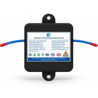 Automatyczne aerozolowe urządzenie gaśnicze | 30g | aktywacja przy 170°C / 5-24Vdc | 0,3m³ Automatyczne aerozolowe urządzenie gaśnicze | 30g | aktywacja przy 170°C / 5-24Vdc | 0,3m³