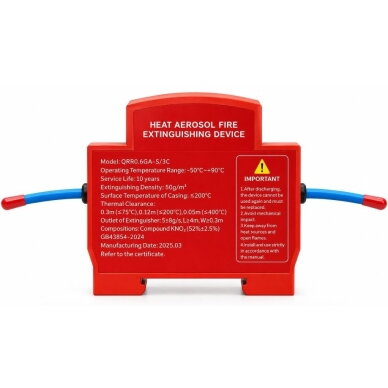 Automatic Aerosol Fire Suppression Device | 15 g | 0.15 m³ | 170 °C Activation | DIN | A/B/C/E | ES-QRR0.015G/S-CFLC 1 Automatic Aerosol Fire Suppression Device | 15 g | 0.15 m³ | 170 °C Activation | DIN | A/B/C/E | ES-QRR0.015G/S-CFLC 1