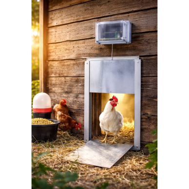 Automātiska vistu kūts durvju atvēršanas ierīce | ar kontrolieri un gaismas sensoru | piemērota 22x32 cm durvīm | dzīvnieku aizsardzība 3 Automātiska vistu kūts durvju atvēršanas ierīce | ar kontrolieri un gaismas sensoru | piemērota 22x32 cm durvīm | dzīvnieku aizsardzība 3