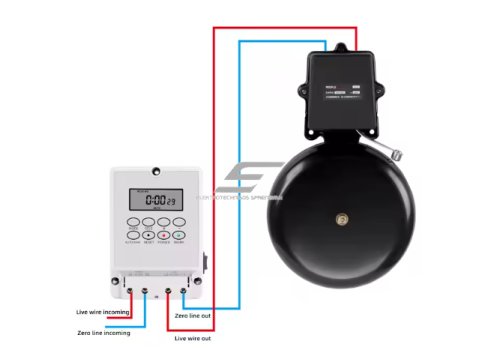 Automatinis mokyklos skambutis su laikmačiu | programuojamas | 25A | 230V | Ø30,48cm | 2000 m² 3