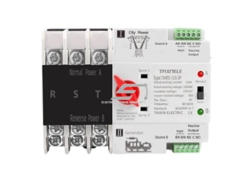 Modulinis rezervinis automatinis galios perjungiklis generatoriams | elektros energijos nepertraukiamam tiekimui | 3P | 63A | 230V | DIN Modulinis rezervinis automatinis galios perjungiklis generatoriams | elektros energijos nepertraukiamam tiekimui | 3P | 63A | 230V | DIN