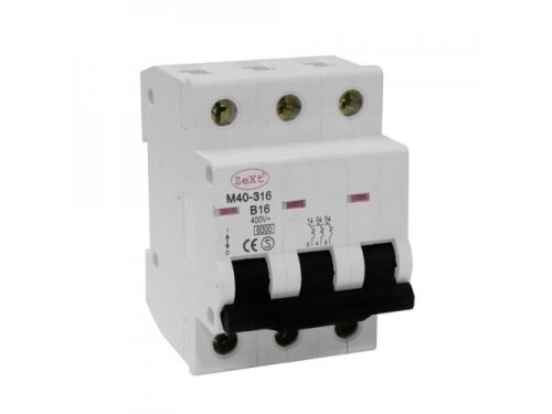 Modulinis automatinis jungiklis | 3P | 16A | C | 6kA | DIN | MCB | Zext | M40-316 | 5903874876588