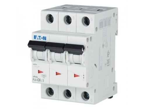 Modulinis automatinis jungiklis | 3P | 6A | C | 6kA | DIN | MCB | Eaton | PL6-C6/3 | 286598