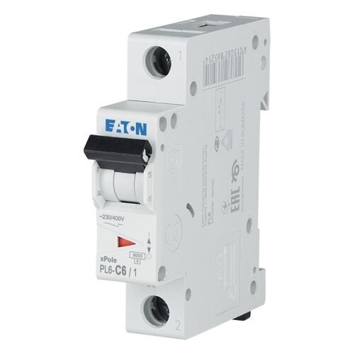 Modular Circuit Breaker | 1P | 6A | C Curve | 6kA | DIN Rail | MCB | Eaton | PL6-C6/1 | 286530 Modular Circuit Breaker | 1P | 6A | C Curve | 6kA | DIN Rail | MCB | Eaton | PL6-C6/1 | 286530