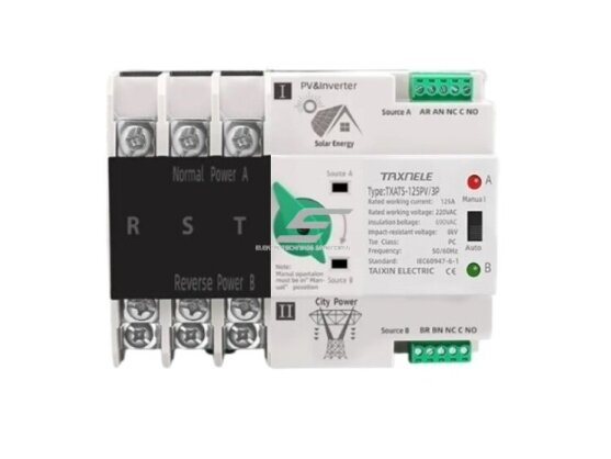 Modulinis rezervinis automatinis galios perjungiklis generatoriams | saulės | fotovoltinėms sistemoms | 3P | 63A | 230V | DIN