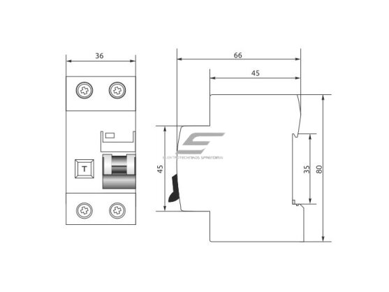 Modulinis automatinis jungiklis su srovės nuotėkio rele | 2P | 6A | B | 10kA | 0,03A | AC tipas | DIN | ECO FAP10-AC | Promfactor Baltic | FAP10B06030AC 1