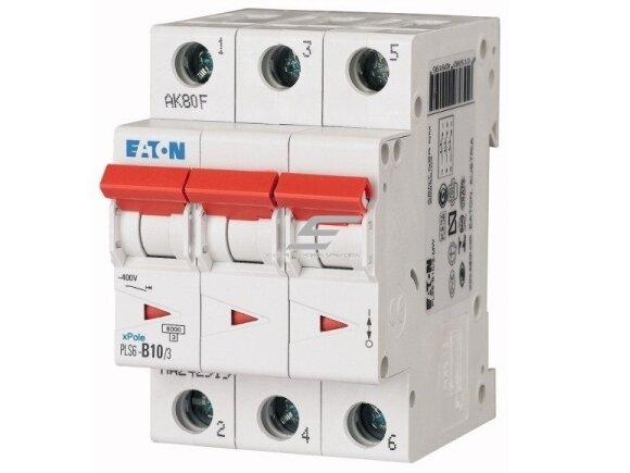 Modulinis automatinis jungiklis | 3P | 10A | C | 6kA | DIN | MCB | EATON | PLS6-C10/3-MW