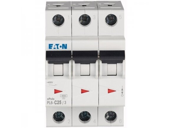 Modulinis automatinis jungiklis | 3P | 25A | C | 6kA | DIN | MCB | Eaton | PL6-C25/3 | 286603