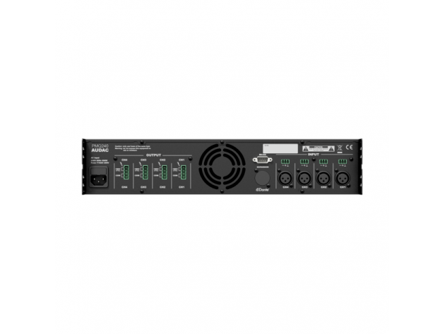 Audio muzikos stiprintuvas | 4 kanalų | 100V | 4x240W | SU DSP | įmontuojamas | Audac | PMQ240 1