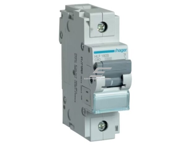 Modulinis automatinis jungiklis | 1P | 80A | C | 10kA | DIN | MCB | Hager | HLF180S | 3250613230852 Modulinis automatinis jungiklis | 1P | 80A | C | 10kA | DIN | MCB | Hager | HLF180S | 3250613230852