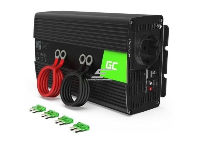 Automobilinis įtampos keitiklis | 24VDC/230VAC | 1000W/2000W | 50Hz | su USB 5V 2,1A | Green cell | INV23 Automobilinis įtampos keitiklis | 24VDC/230VAC | 1000W/2000W | 50Hz | su USB 5V 2,1A | Green cell | INV23