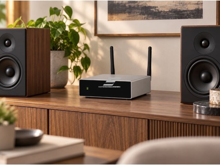 Wi-Fi ir Bluetooth garso stiprintuvas | 2x50W / 2x30W | 24VDC | 4-8Ω | 24bit/192kHz | 120x113x37mm 2 Wi-Fi ir Bluetooth garso stiprintuvas | 2x50W / 2x30W | 24VDC | 4-8Ω | 24bit/192kHz | 120x113x37mm 2