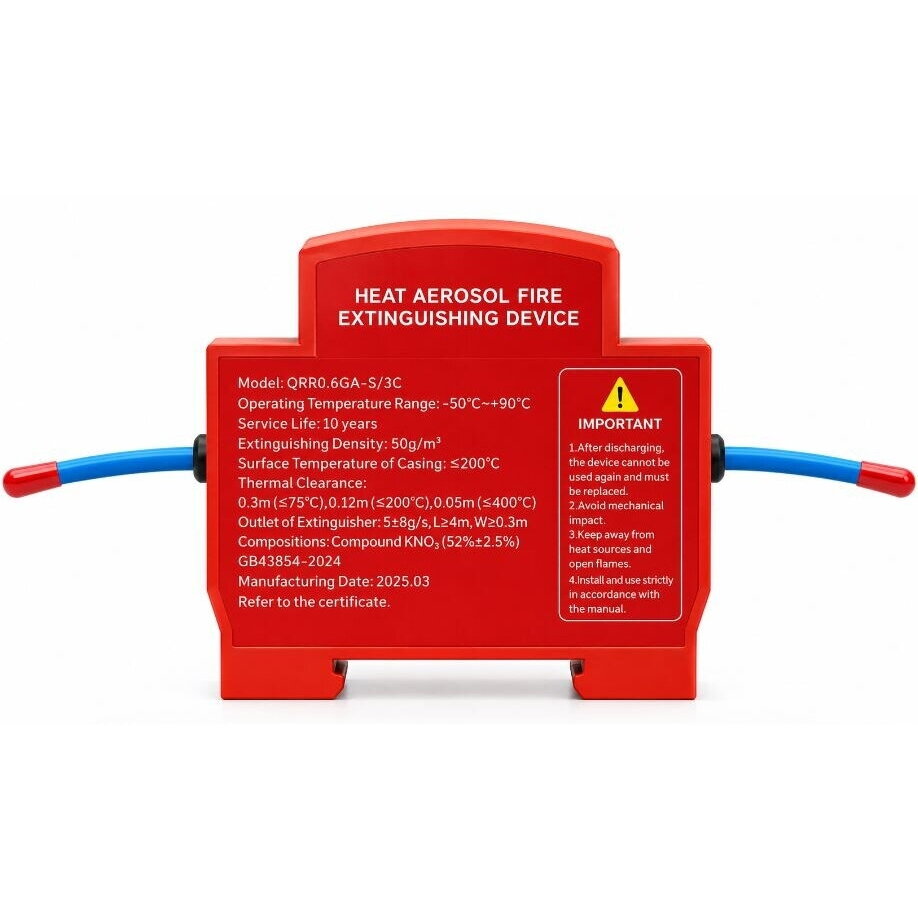 Automatic Aerosol Fire Suppression Device | 15 g | 0.15 m³ | 170 °C Activation | DIN | A/B/C/E | ES-QRR0.015G/S-CFLC 1 Automatic Aerosol Fire Suppression Device | 15 g | 0.15 m³ | 170 °C Activation | DIN | A/B/C/E | ES-QRR0.015G/S-CFLC 1