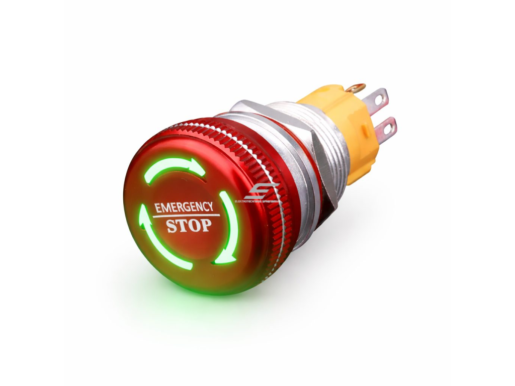 Mygtukas | 19mm | 220V | 1NO+1NC | LED (žalia) | IP65 | fiksuojamas | anoduotas aliuminis
