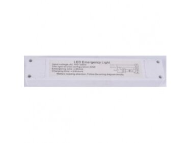 Avarinis maitinimo šaltinis LED lempoms | 20W | 100-265VAC | 50/60Hz | 90min | 215x42x28mm | IP20 | 4772124004498