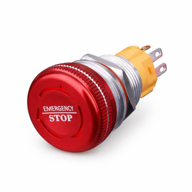 Emergency STOP button | 19mm | 220V | 1NO+1NC | LED (red) | IP65 | latching | anodized aluminum