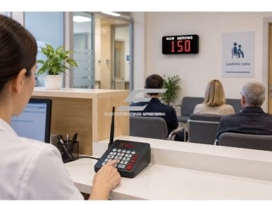 Belaidė klientų eilės numerių kvietimo sistema | klaviatūra + LED ekranas | 001-999 | garsinis pranešimas 2 Belaidė klientų eilės numerių kvietimo sistema | klaviatūra + LED ekranas | 001-999 | garsinis pranešimas 2
