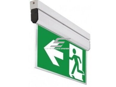 LED avarinis išėjimo šviestuvas | evakuacinis | 3W | 300x150mm | 230V | 3h | IP20 | virštinkinis | SLIM | Oximia