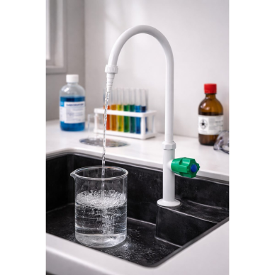 Laboratory water mixer | water flow control | 360° swivel | tabletop | copper | 400 mm 2