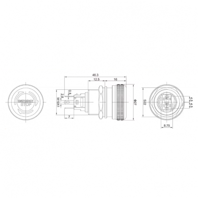 Push button | 19mm | 220V | 1NO+1NC | LED (green) | IP65 | latching | anodized aluminum 1 Push button | 19mm | 220V | 1NO+1NC | LED (green) | IP65 | latching | anodized aluminum 1