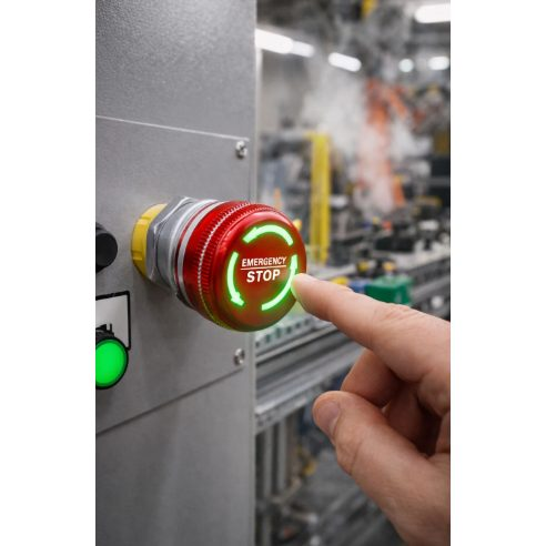 Push button | 19mm | 220V | 1NO+1NC | LED (green) | IP65 | latching | anodized aluminum 2