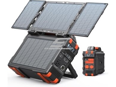 Nešiojama saulės energijos stotelė | maitinimo šaltinis | 300W | 284,16Wh | LiFePO4 | USB-A | USB-C | DC | 12V | 30W saulės baterija Nešiojama saulės energijos stotelė | maitinimo šaltinis | 300W | 284,16Wh | LiFePO4 | USB-A | USB-C | DC | 12V | 30W saulės baterija