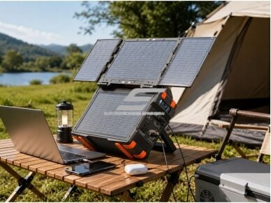 Nešiojama saulės energijos stotelė | maitinimo šaltinis | 300W | 284,16Wh | LiFePO4 | USB-A | USB-C | DC | 12V | 30W saulės baterija 4