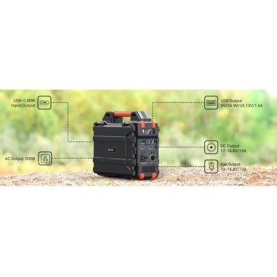 Kaasaskantav päikeseenergiajaam | Toiteallikas | 300W | 284,16Wh | LiFePO4 | USB-A | USB-C | DC | 12V | 30W päikesepaneel 1 Kaasaskantav päikeseenergiajaam | Toiteallikas | 300W | 284,16Wh | LiFePO4 | USB-A | USB-C | DC | 12V | 30W päikesepaneel 1
