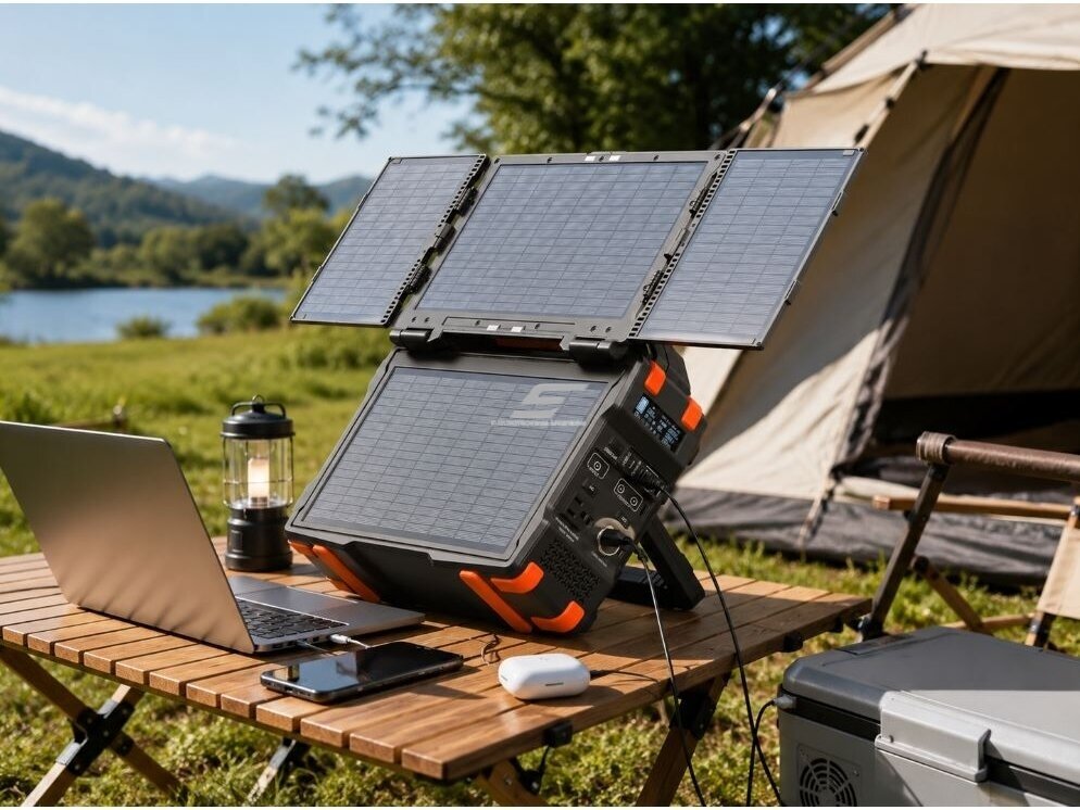 Nešiojama saulės energijos stotelė | maitinimo šaltinis | 300W | 284,16Wh | LiFePO4 | USB-A | USB-C | DC | 12V | 30W saulės baterija 4