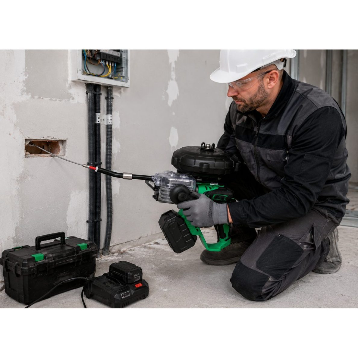 Cordless wire | cable pulling machine | threading system | 710W | 40 m/min | 6 m pulling rod | automatic wire threading 2