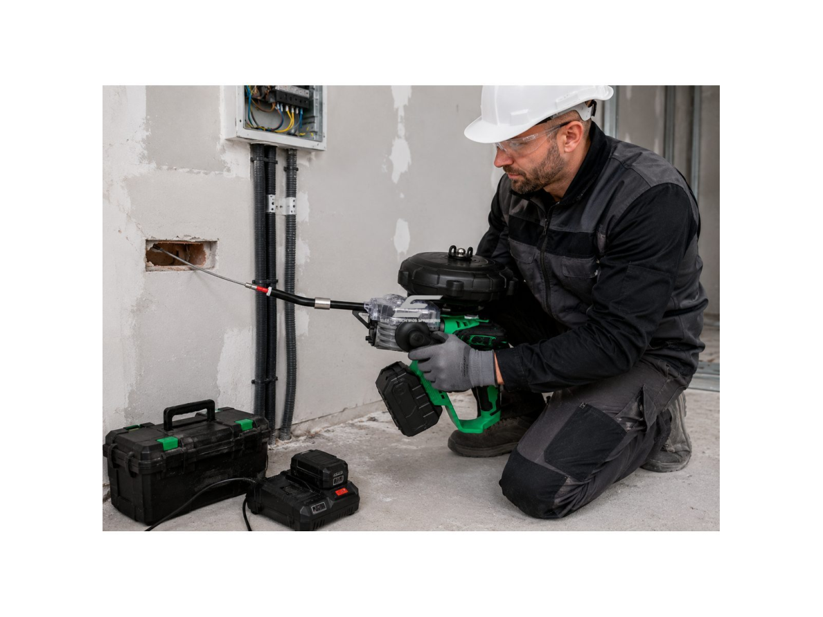Akumuliatorinis laidų | kabelių pratraukėjas | pravėrimo sistema | 710W | 40m/min. | 6 m traukimo strypas | automatinis laidų pravedimas 2 Akumuliatorinis laidų | kabelių pratraukėjas | pravėrimo sistema | 710W | 40m/min. | 6 m traukimo strypas | automatinis laidų pravedimas 2