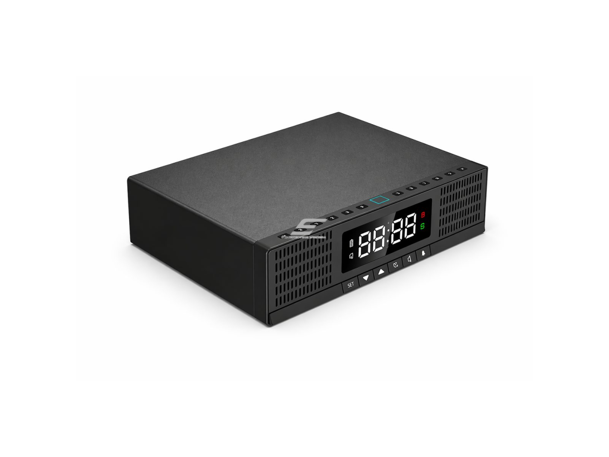 Išmanus paslėptas stalčiaus seifas su piršto atspaudu | elektroninis užraktas | 332x329x99mm | integruojamas į stalčių / baldus | juodas | anglinio plieno korpusas