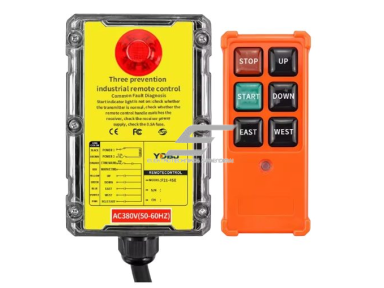 Belaidis kranų valdymo pultas | 4 mygtukai + START/STOP | 1 greitis | 868 MHz | 12–440 V AC/DC | IP65 | ES-F21-4SE Belaidis kranų valdymo pultas | 4 mygtukai + START/STOP | 1 greitis | 868 MHz | 12–440 V AC/DC | IP65 | ES-F21-4SE